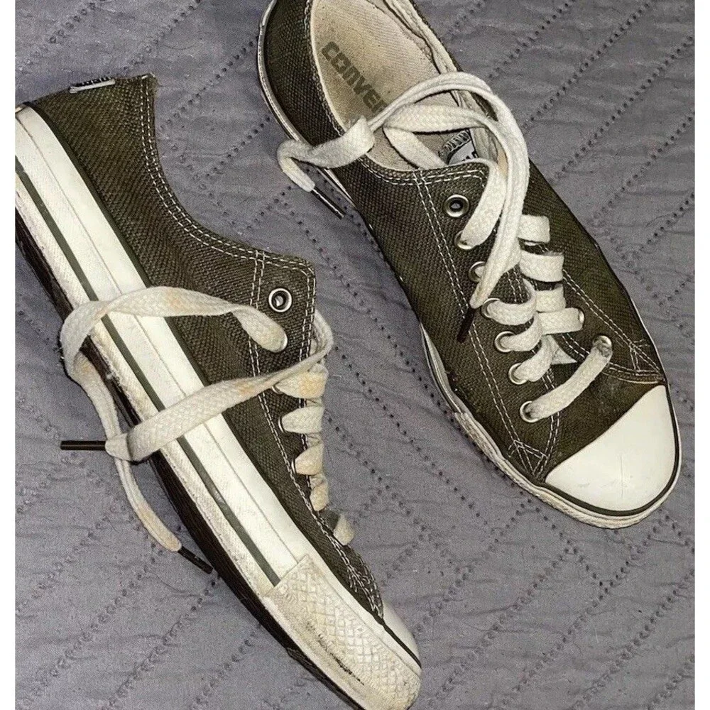Vintage Converse All Stars Shoes Mens Size 10 Army Green Y2K Natural Hemp Rare